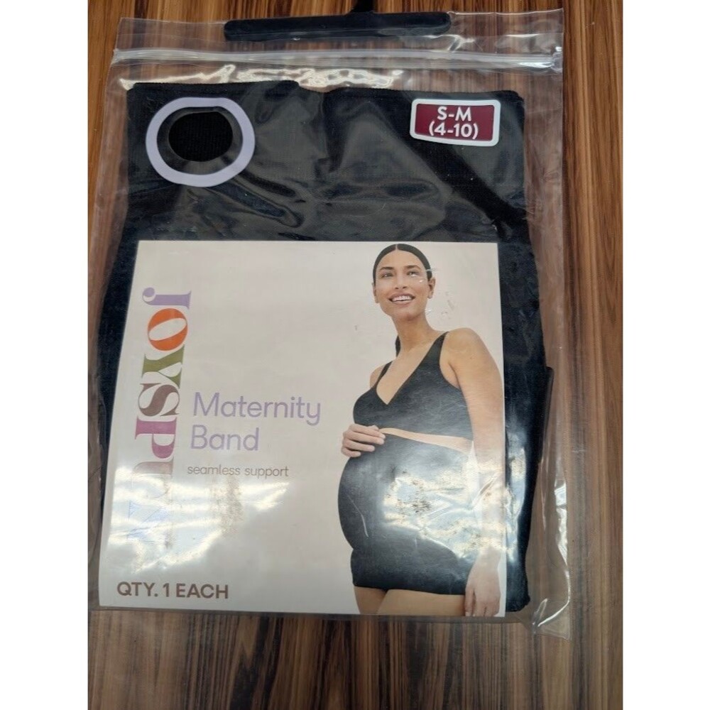 Joyspun Maternity Band Seamless Support Size S-M (4-10) Black Over Belly